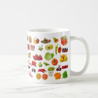 große Sammlung Obst und Gemüse Kaffeetasse