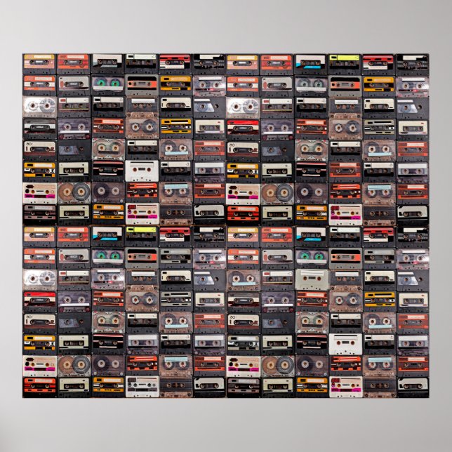 Große Sammlung von Audiokassetten. Retro musical Poster (Vorne)