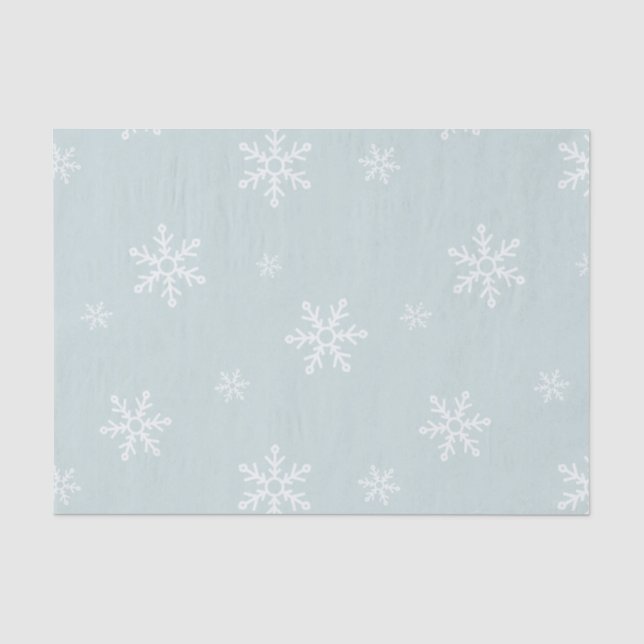 Große Schneeflocken auf Icy Blue Seidenpapier (Vorderseite)