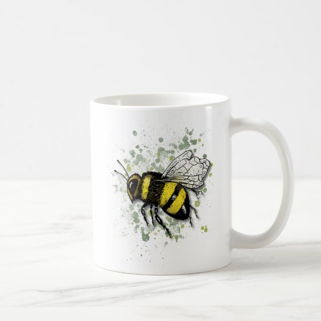Große schöne Hummel, digitale Zeichnung Kaffeetasse (Rechts)