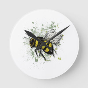Große schöne Hummel, digitale Zeichnung Runde Wanduhr