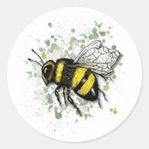 Große schöne Hummel, digitale Zeichnung Runder Aufkleber