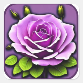 Grosse schöne Lila Rose Detaillierte Kunst Quadratischer Aufkleber