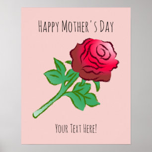 Große schöne rote Rose Poster