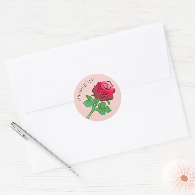 Große schöne rote Rose Runder Aufkleber (Umschlag)