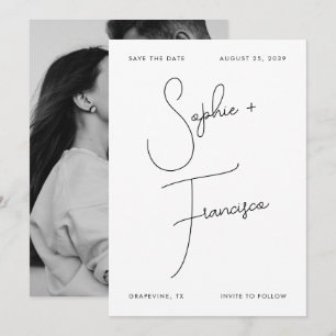 Große Schrift Braut- und Bräutigamnamen Minimalist Save The Date