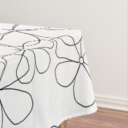 Große Schwarz-weiße handGezeichnet Blume Tischdecke