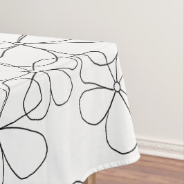 Große Schwarz-weiße handGezeichnet Blume Tischdecke