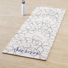 Große Schwarz-weiße handGezeichnet Blume Yogamatte