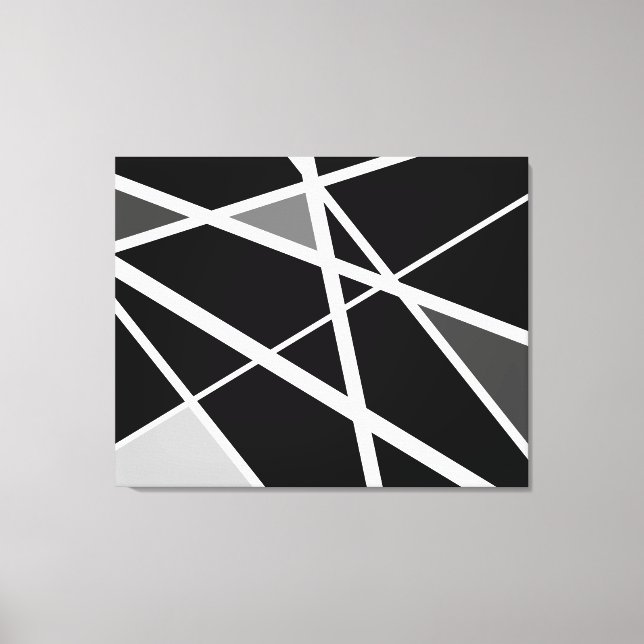 Große Schwarz-weiße moderne geometrische abstrakte Leinwanddruck (Vorderseite)