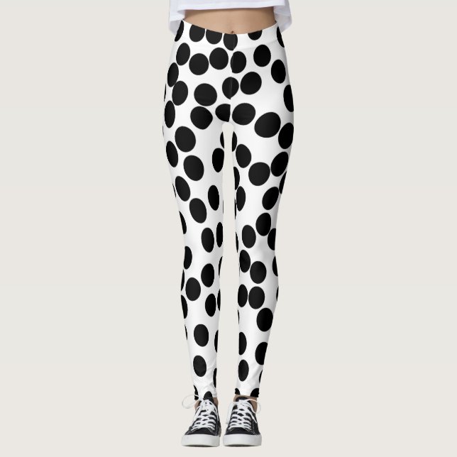 große schwarze gelegentliche Polkapunkte auf Leggings (Vorderseite)