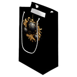 GROSSE SCHWARZE & GOLDENE WEIHNACHTSKUGEL KLEINE GESCHENKTÜTE