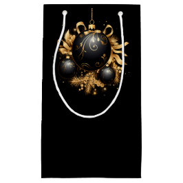 GROSSE SCHWARZE & GOLDENE WEIHNACHTSKUGEL KLEINE GESCHENKTÜTE