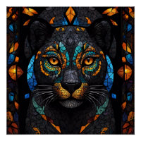 Große schwarze Katze Mosaik-Farbglas-Effekt