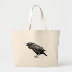 Große schwarze Rabe oder Crow Halloween Gothic Spo Jumbo Stoffbeutel