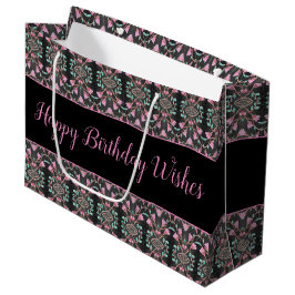 Große schwarze Rosa und Aquamarines Papier Geburts Geschenktüte