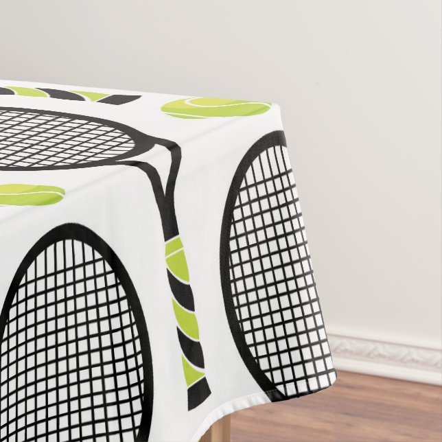 🎾 Große, schwarze und grüne Tennisplätze 🎾 Weiß Tischdecke (Beispiel)