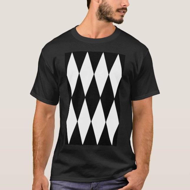 GROSSE SCHWARZE UND WEISSE HARLEQUIN- DIAMOND- RAU T-Shirt (Vorderseite)