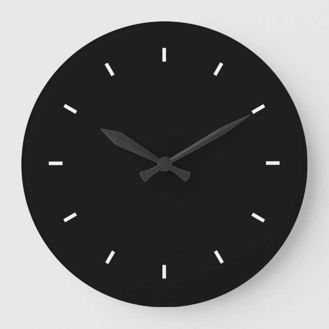 Große schwarze Wall-Uhr (rund) Große Wanduhr (Vorderseite)
