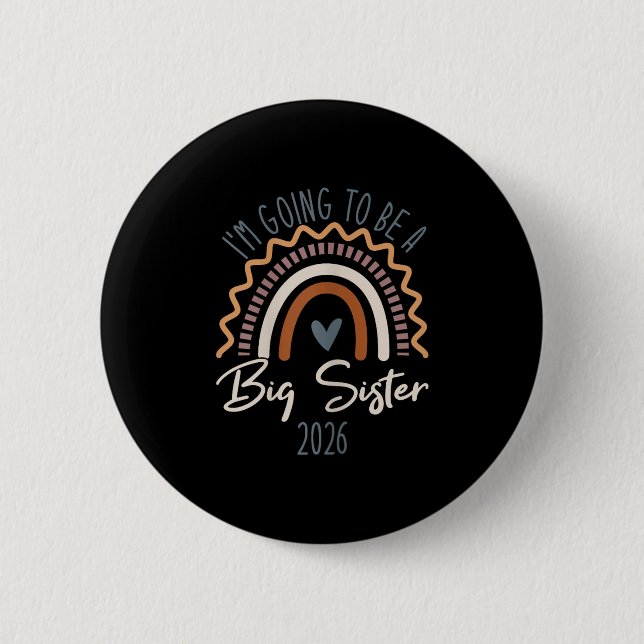 Große Schwester 2026 Mädchen Regenbogen Große Schw Button (Vorderseite)