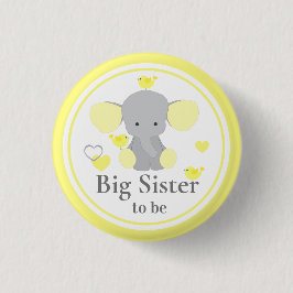 Große Schwester, Baby Boy Girl Dusche Elefant Button