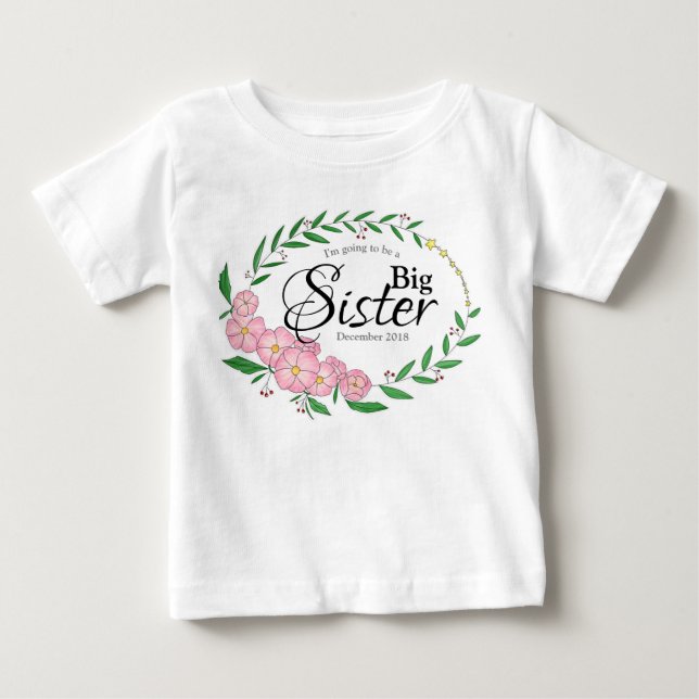 Große Schwester Blume Kranz Baby T-shirt (Vorderseite)