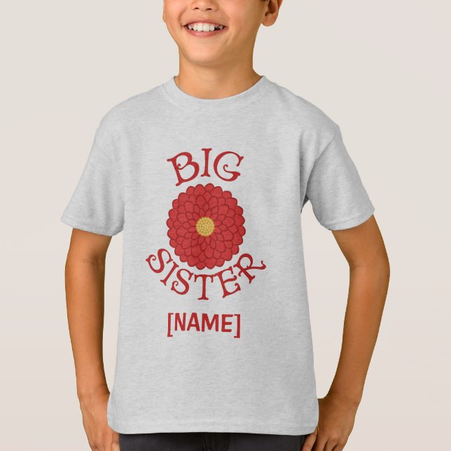 Große Schwester-Dahlie-Blumen-T - Shirt (Vorderseite)