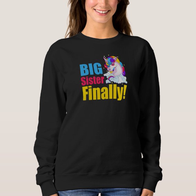 Große Schwester endlich Einhorn Große Schwester Gr Sweatshirt (Vorderseite)