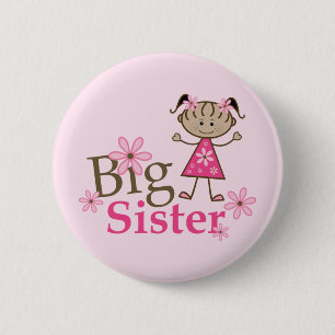Große Schwester-ethnisches Strichmännchen-Mädchen Button