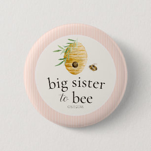 Große Schwester für Baby Pink Mädchen Baby Shower Button