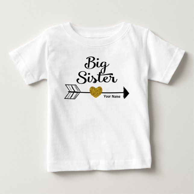 Große Schwester-Goldpfeil-personalisiertes Shirt (Vorderseite)
