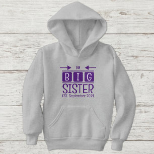 Große Schwester Initialen gegr. Monat Jahr lila Hoodie