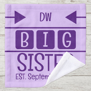 Große Schwester Initialen gegr. Monat Jahr lila Waschlappen