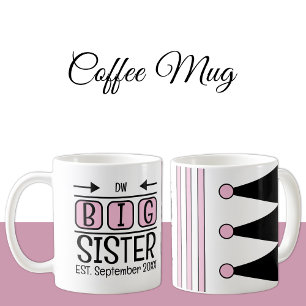 Große Schwester Initialen gegr. Monat Jahr rosa Kaffeetasse