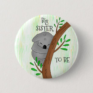 Große Schwester Koala Babydusche Button