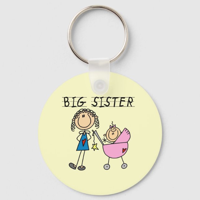 Große Schwester mit kleinen, finsteren T - Shirt u Schlüsselanhänger (Vorderseite)