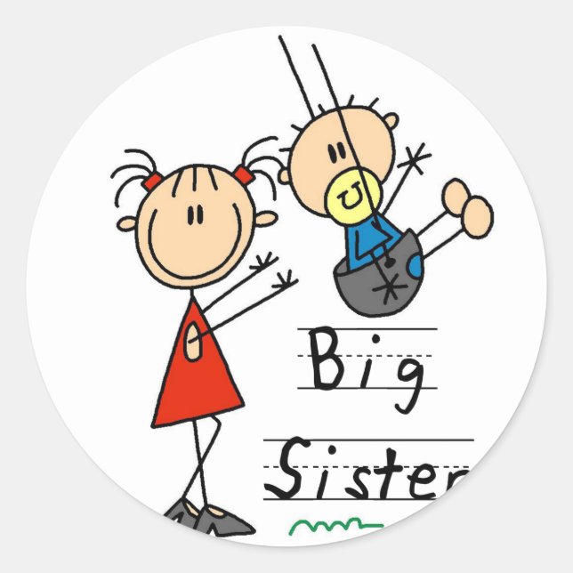 Große Schwester mit Little Brother Tshirts und Ges Runder Aufkleber (Vorderseite)