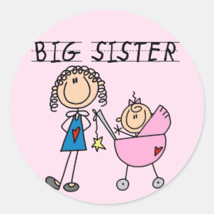 Große Schwester mit Little Sis T-Shirts Runder Aufkleber