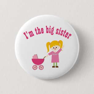 Große Schwester mit Niedlicher Cartoon Button