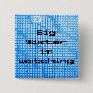 Große Schwester passt auf. Quadratischer blauer Button