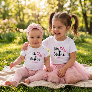 Große Schwester Pinke Wasserfarbe-Herzen mit indiv Kleinkind T-shirt