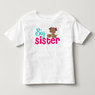 Große Schwester-Rosa-Hündchen-Kleid Kleinkind T-shirt