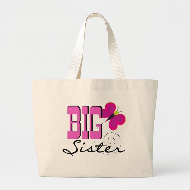 Große Schwester-Schmetterlings-T-Shirts und Jumbo Stoffbeutel (Vorne)
