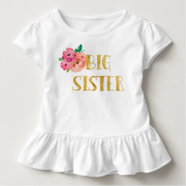Große Schwester-Shirt-Goldmit blumenfolie Kleinkind T-shirt
