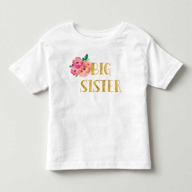 Große Schwester-Shirt-Goldmit blumenfolie Kleinkind T-shirt (Vorderseite)