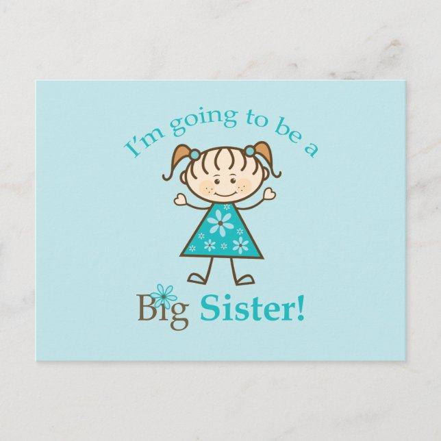 Große Schwester, Strichmännchen Postkarte (Vorderseite)