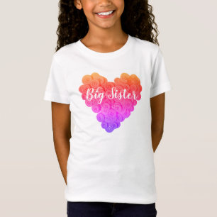 Große Schwester Süß Schöne Text Rosa Lila Herz T-Shirt