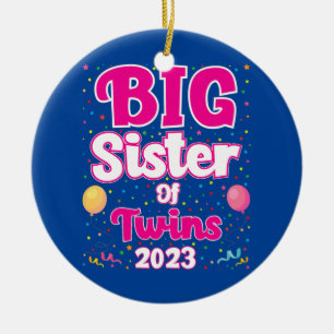 Große Schwester von Zwillingen 2023 Schwangerschaf Keramik Ornament
