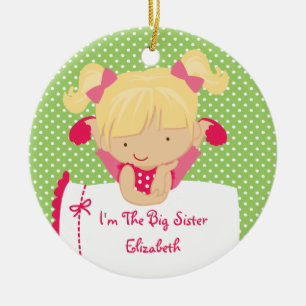 Große Schwester-Weihnachtsverzierungs-süßes Keramik Ornament