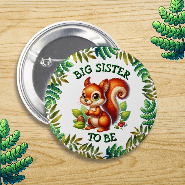 Große Schwester | Woodland Themed Baby Dusche Button (Von Creator hochgeladen)